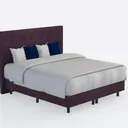 Minimalist Dark Walnut Upholstered King Bed With Button Tufted Headboard 3D Model Right 45 Degree View