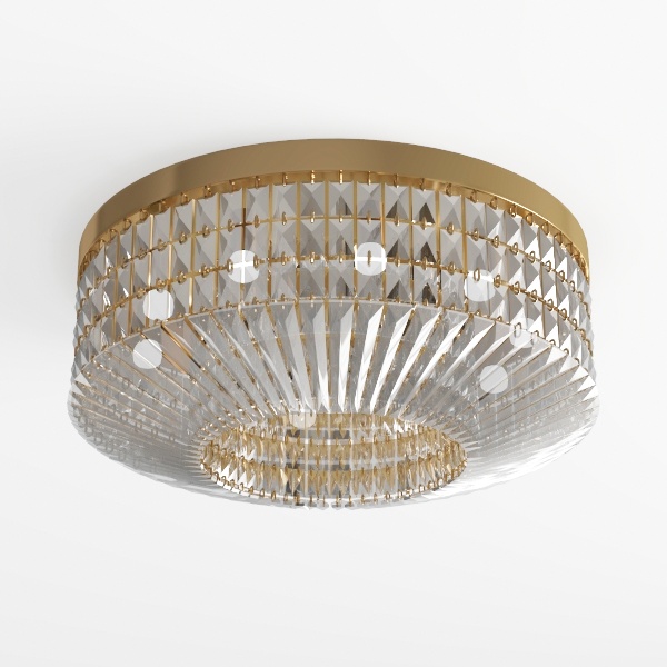 Gold Crystal Chandeliers 30&quot; Modern Round