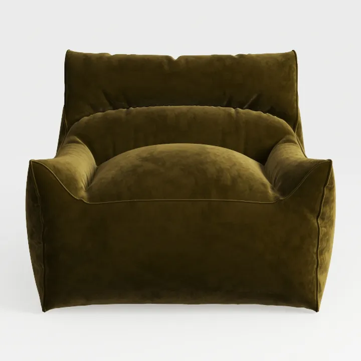 Minimalist Velvet Fabric Armchair Soft Upholstered Living Room Furniture 3D Model