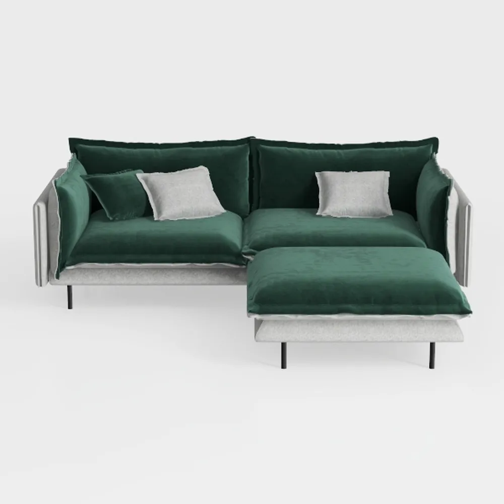 LEONX Elegant Green Chenille Sofa with Storage Sea