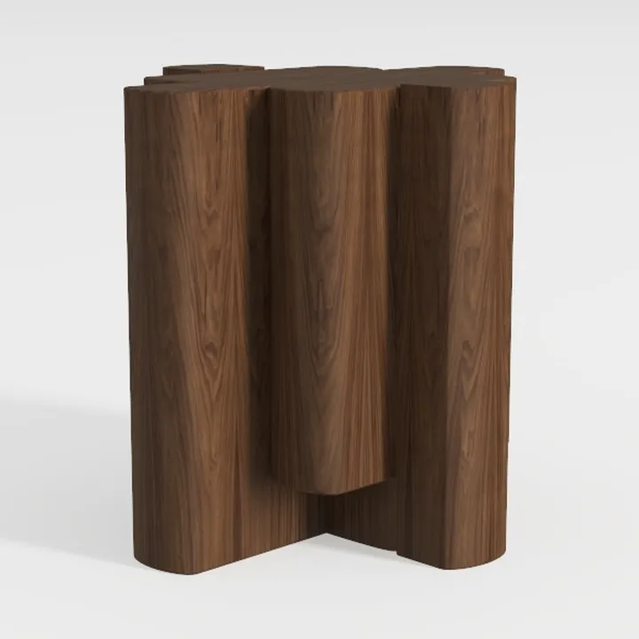 Minimalist Solid Walnut Wood Organic Shape Side Table 3D Model