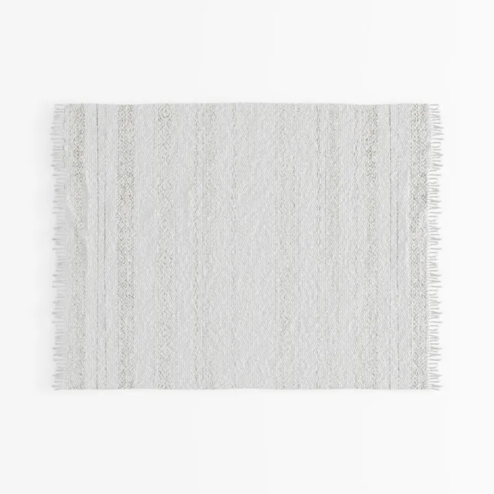 Minimalist Woven Cotton Fringed Area Rug 3D Model