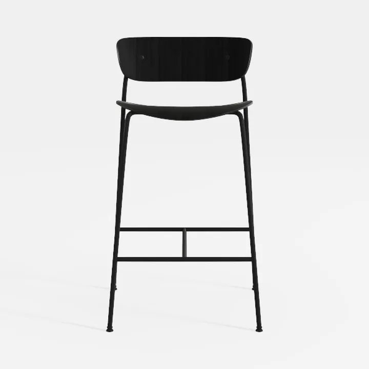 Minimalist Black Metal Wood Bar Stool 3D Model