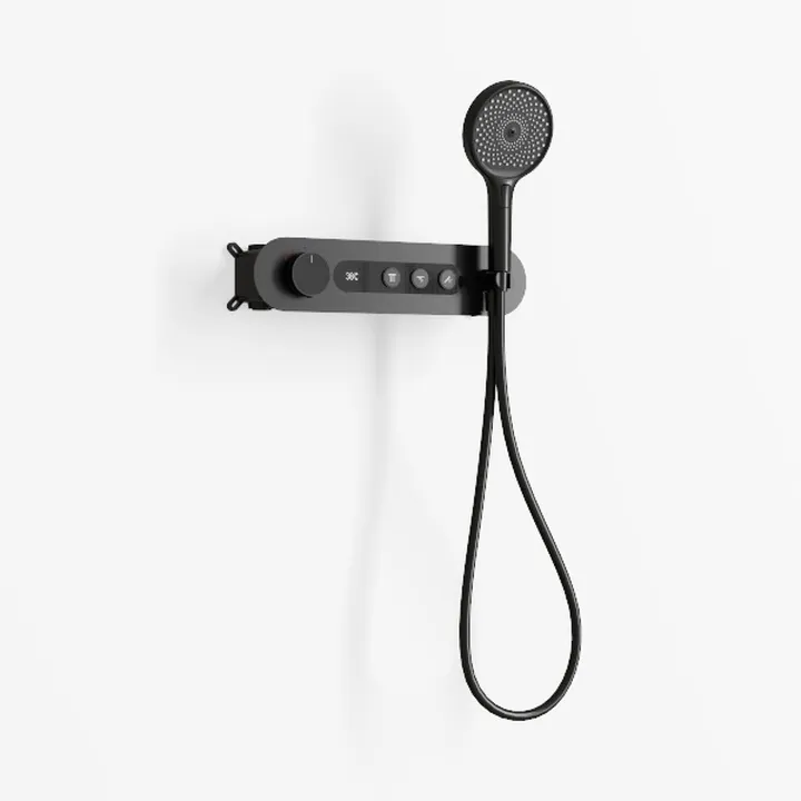 Minimalist Matte Black Wall Mounted Handheld Shower System 3D Model