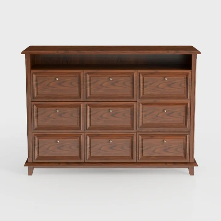 Traditional Solid Walnut Wood Dresser with Multiple Drawers Storage 3D Model