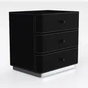 Modern Black Leather Metal Base 3 Drawer Nightstand 3D Model Right 45 Degree View