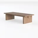 Minimalist Solid Oak Coffee Table 3D Model Left 45 Degree View