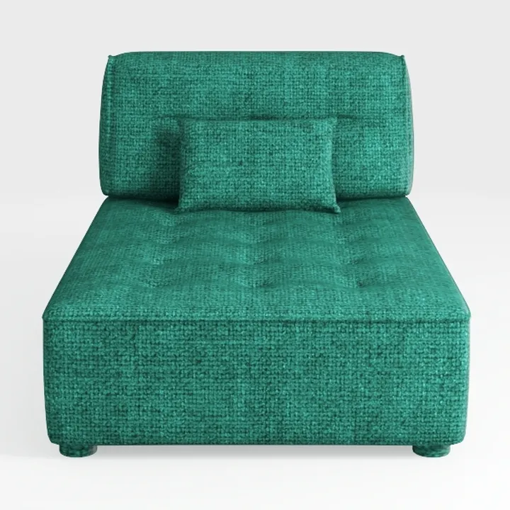 Teal Fabric Tufted Chaise Lounge 3D Model
