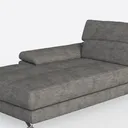Minimalist Fabric Chaise Lounge with Metal Legs 3D Model Left 45 Degree View
