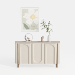 Modern Minimalist Beige Gold Accent Sideboard Cabinet 3D Model