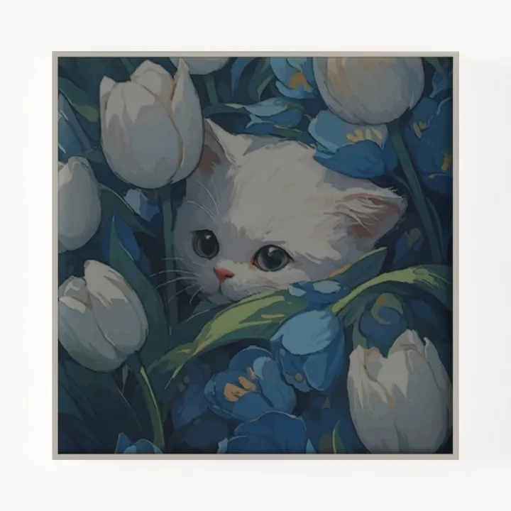 Lotus Flower Canvas Wall Art for Living Room White