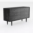 Mid Century Modern Black Solid Wood Sideboard 3D Model Right 45 Degree View