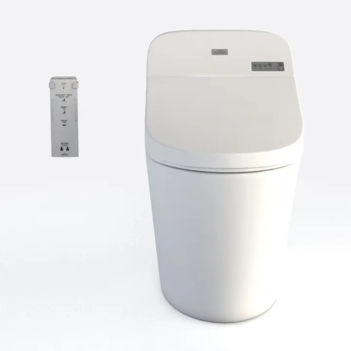 Minimalist White Smart Toilet with Remote Control 3D Model