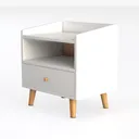 Cabilock Wood Bedside Table with Drawer Stylish Left 45 Degree View