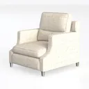 Minimalist Fabric Upholstered Armchair with Metal Legs 3D Model Left 45 Degree View