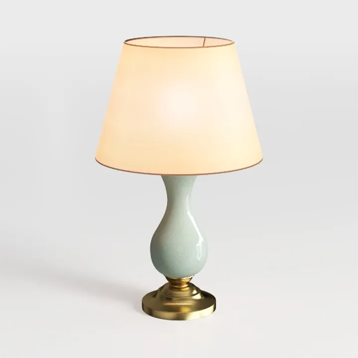 Classic Ceramic Brass Fabric Table Lamp 3D Model