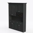 67.7 Inch Farmhouse Pantry Storage Cabinet with Left 45 Degree View