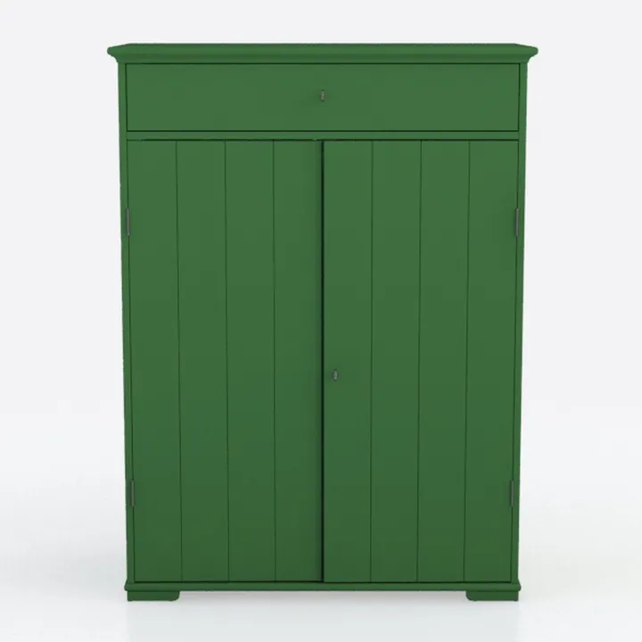 Minimalist Green Painted Solid Wood Wardrobe 3D Model