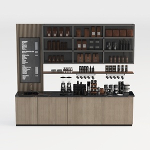 Modern Solid Wood Marble Top Commercial Coffee Shop Counter 3D Model