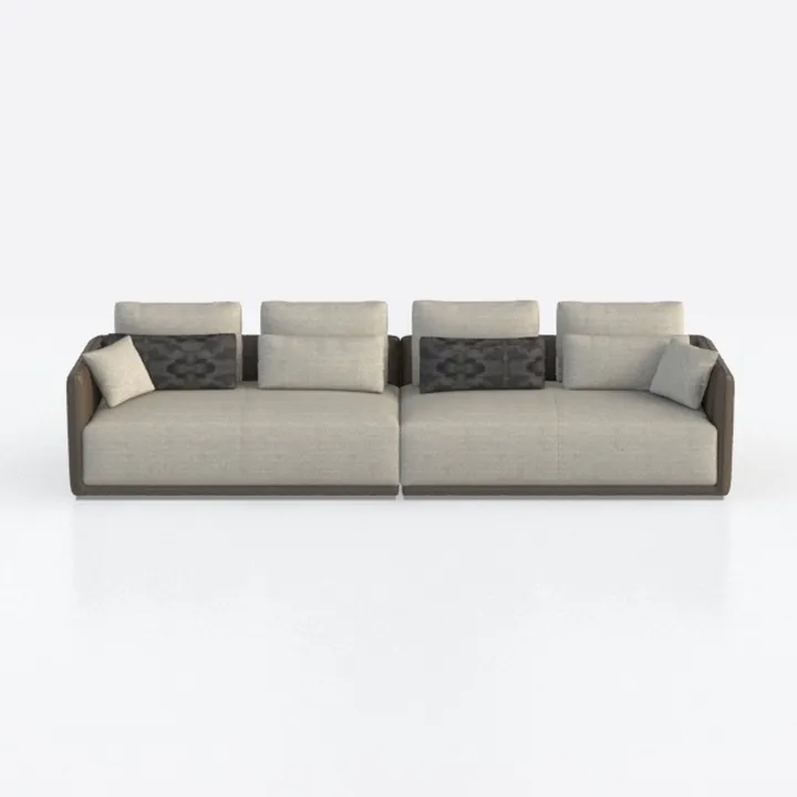 Minimalist Linen Fabric Oversized Sectional Sofa 3D Model