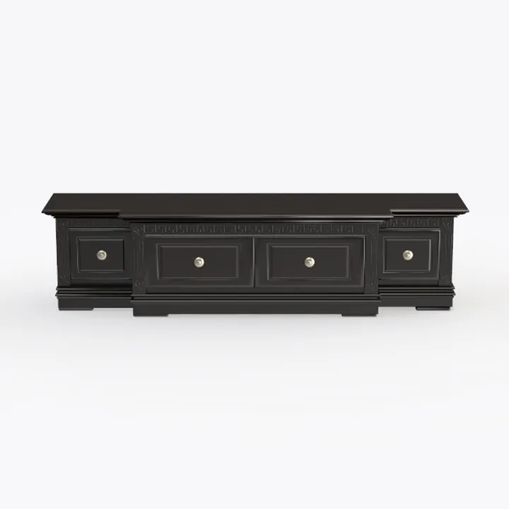 Traditional Solid Wood TV Cabinet With Drawers Classic Design 3D Model