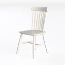 Minimalist Solid Wood White Dining Chair 3D Model Left 45 Degree View