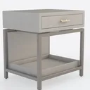 Minimalist Solid Wood Metal Nightstand with Gold Hardware 3D Model Right 45 Degree View