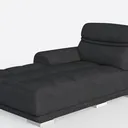Modern Black Leather Chaise Lounge with Metal Base 3D Model Left 45 Degree View