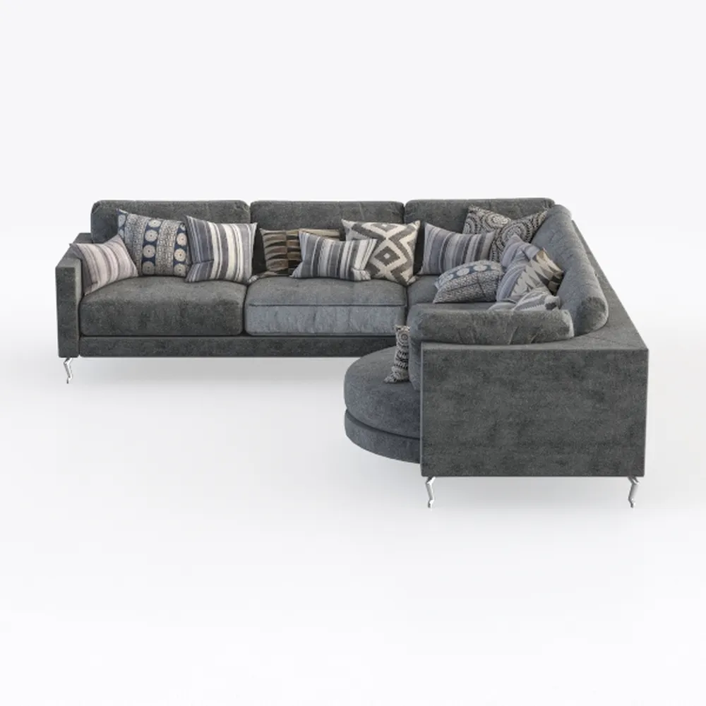 Grey Chenille Fabric Modular Sectional 9pc Set