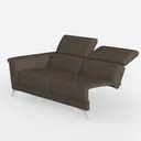 Modern Brown Leather 2 Seater Recliner Sofa 3D Model Left 45 Degree View