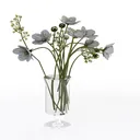 Clear Glass Vase with Artificial Floral Arrangement 3D Model Right 45 Degree View