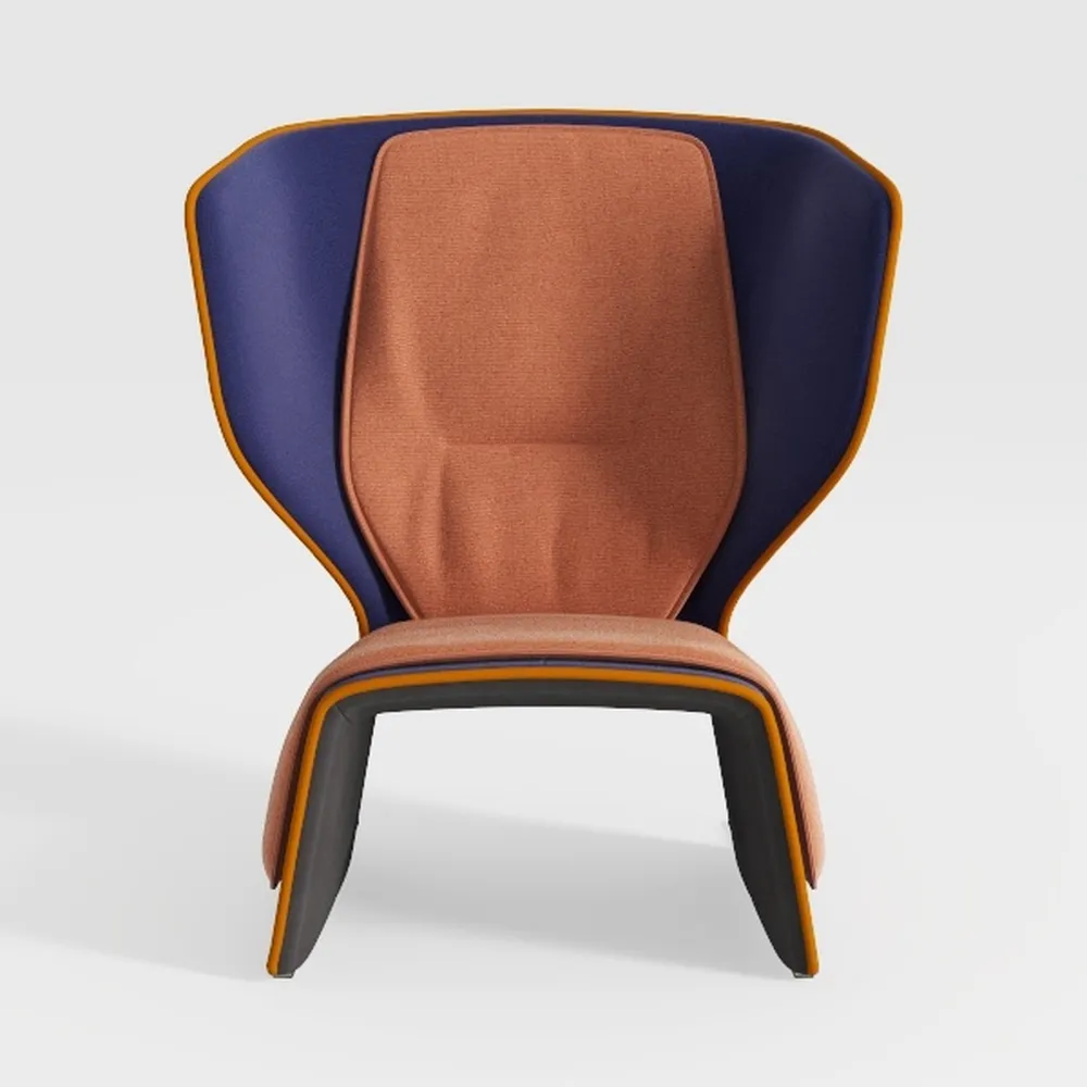 KONTE.DESIGN Poltrona WOOLWICH in tessuto terracotta e gambe in metallo nero