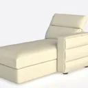 Minimalist Fabric Chaise Lounge 3D Model Left 45 Degree View