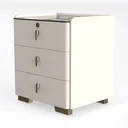 Modern Minimalist White Gold Accent Nightstand 3D Model Left 45 Degree View