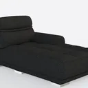 Modern Black Fabric Tufted Chaise Lounge 3D Model Right 45 Degree View