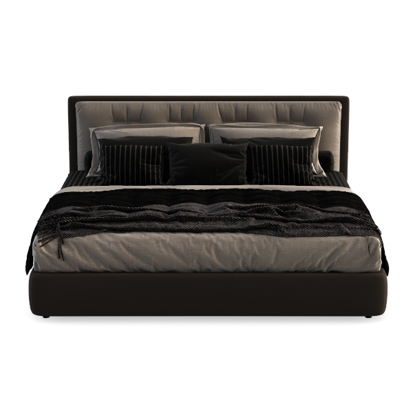 Acme Rivas Channel-Tufted Fabric Queen Bed with Ov