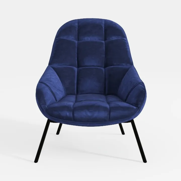 Modern Navy Blue Velvet Tufted Armchair 3D Model