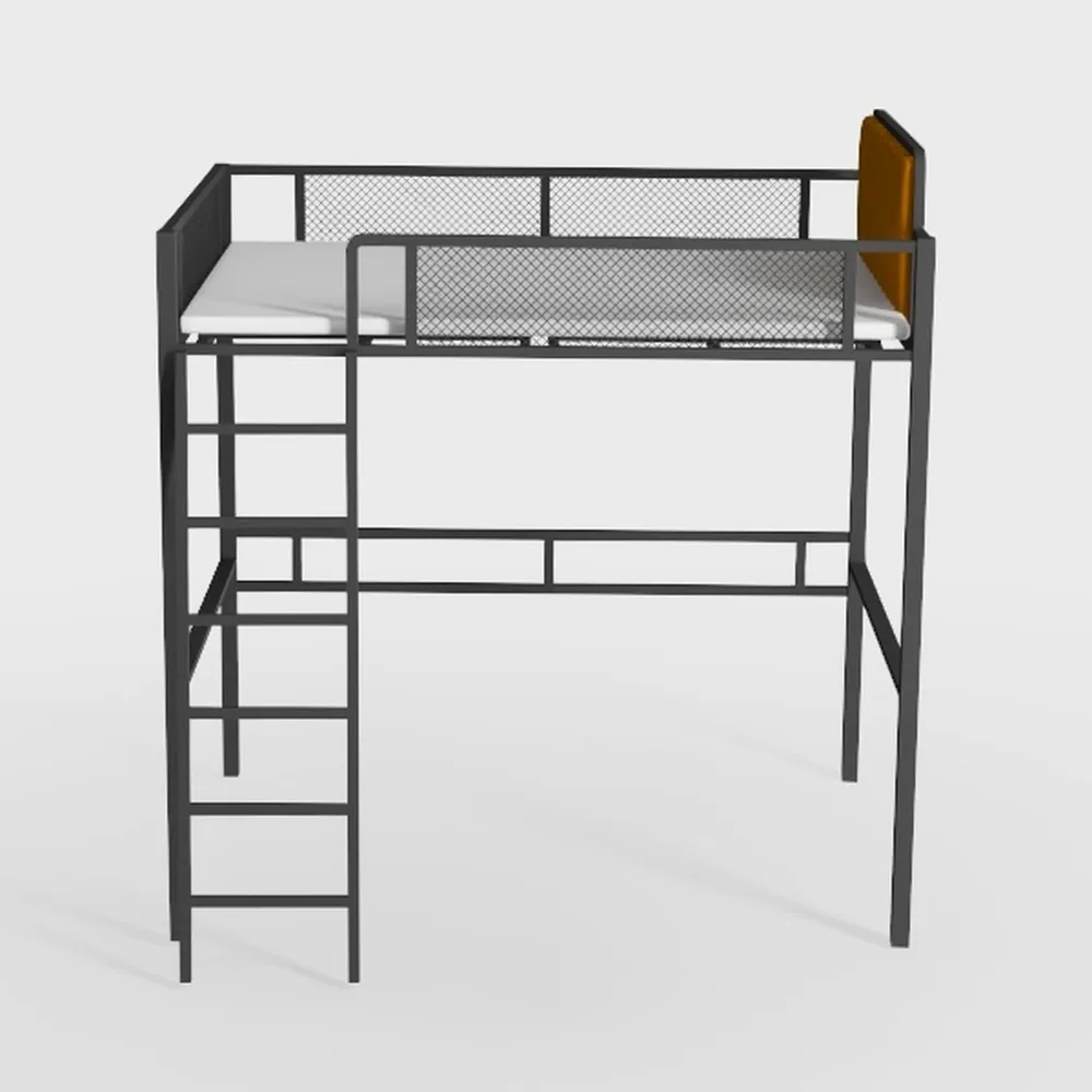 Full Size Metal Loft Bed Frame with Safety Guard