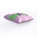 Decorative Fabric Throw Pillow with Floral Ribbon Accent 3D Model Left 45 Degree View