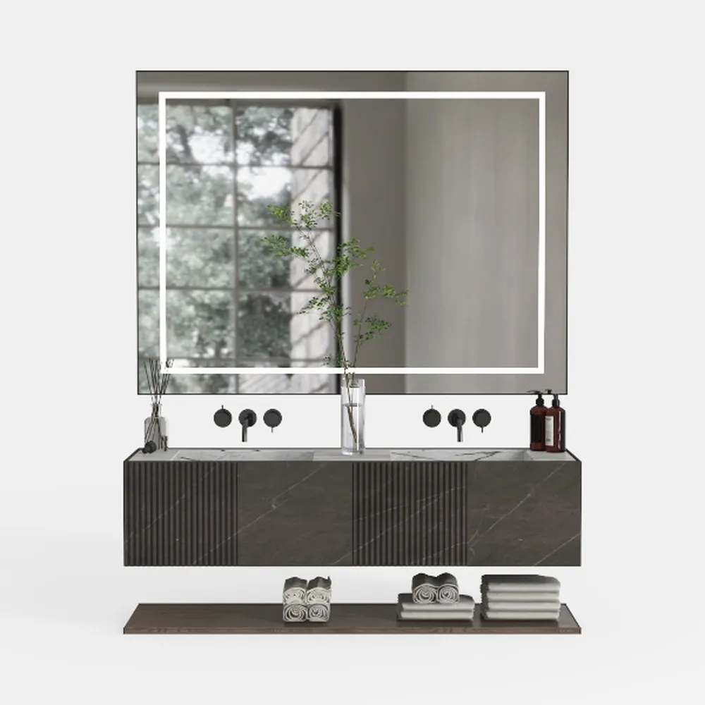 Keonjinn 48 x 32 Inch Lighted Medicine Cabinet for