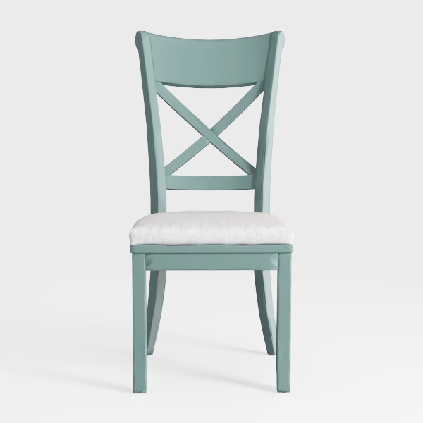 Set of 2 X-Back Dining Chairs, Solid Rubberwood