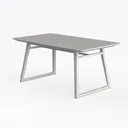 Minimalist Modern White Solid Wood Dining Table 3D Model Left 45 Degree View
