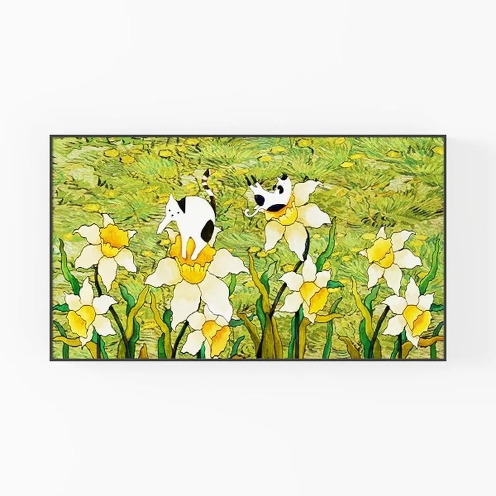 SYGALLERIER White Flower Canvas Wall Art Hand