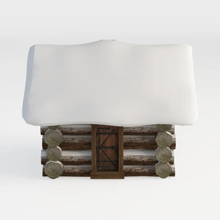 wooden cabin-Snowy Scene