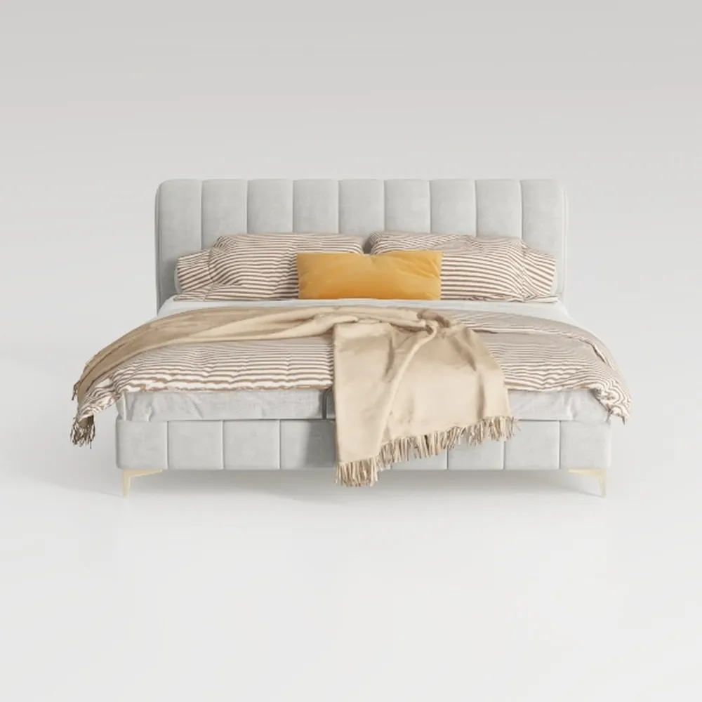 Queen Size Platform Bed Frame with Thick Fabric He