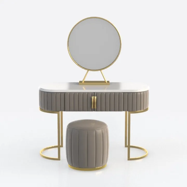 Grey 2-Piece Velvet Round Ottoman with Storage Uph