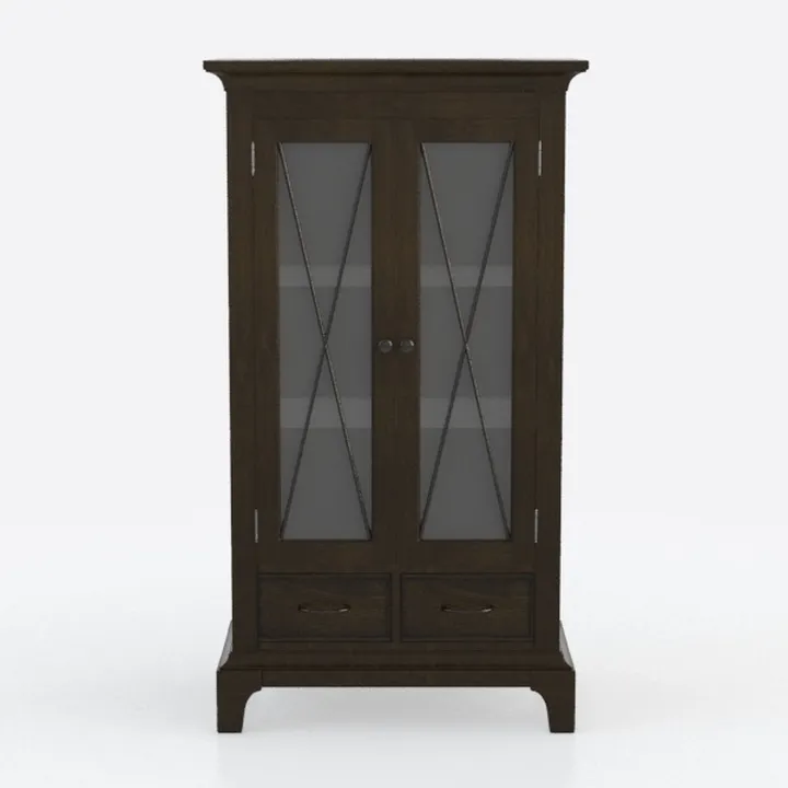 Modern Dark Solid Wood Glass Door Display Cabinet 3D Model