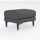 Modern Minimalist Gray Fabric Upholstered Wood Leg Ottoman 3D Model Right 45 Degree View