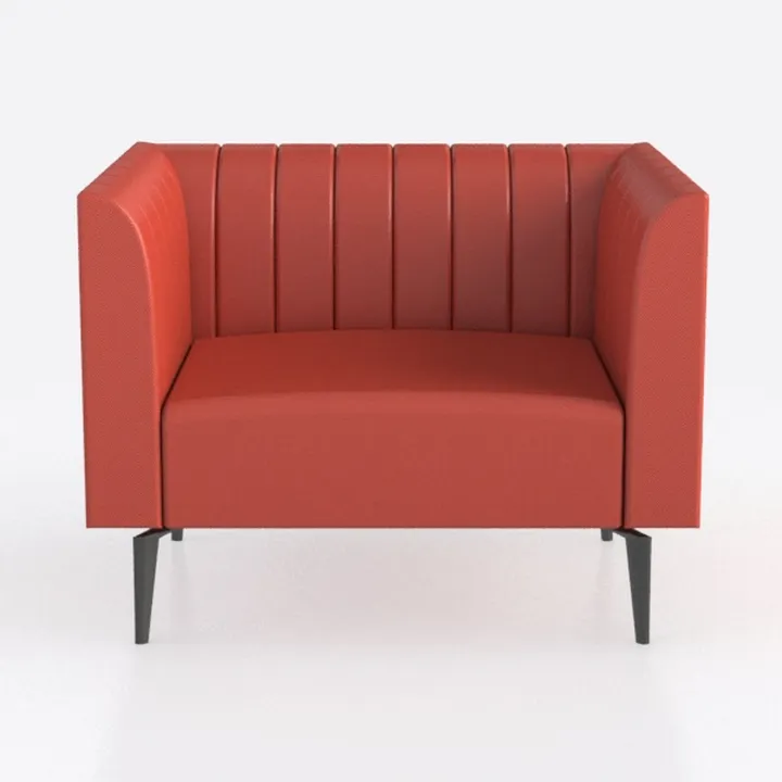 Modern Channel Tufted Red Fabric Armchair 3D Model