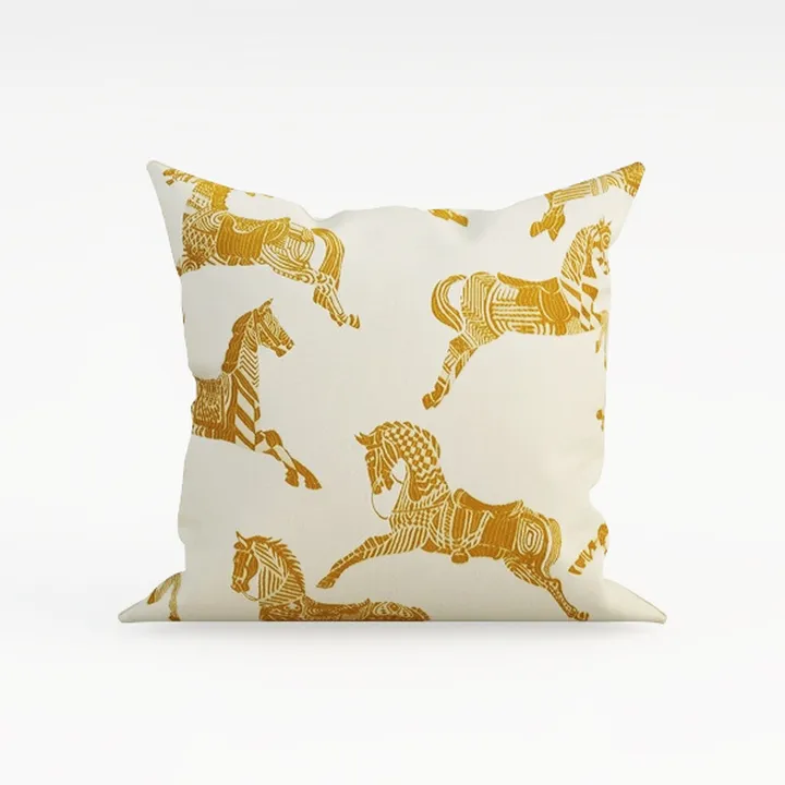 Minimalist Horse Printed Fabric Throw Pillow 3D Model